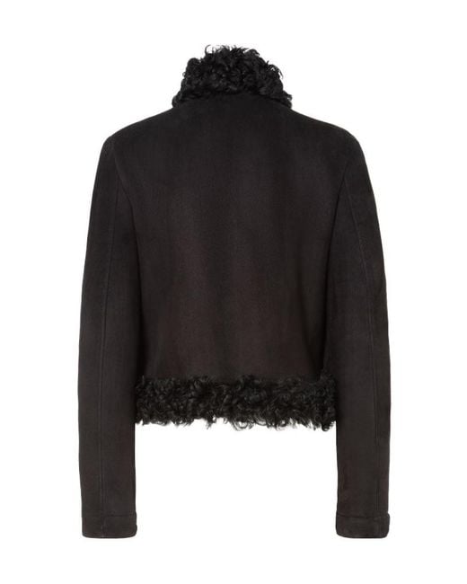 Fendi Black Blouson Merino Shearling Blouson