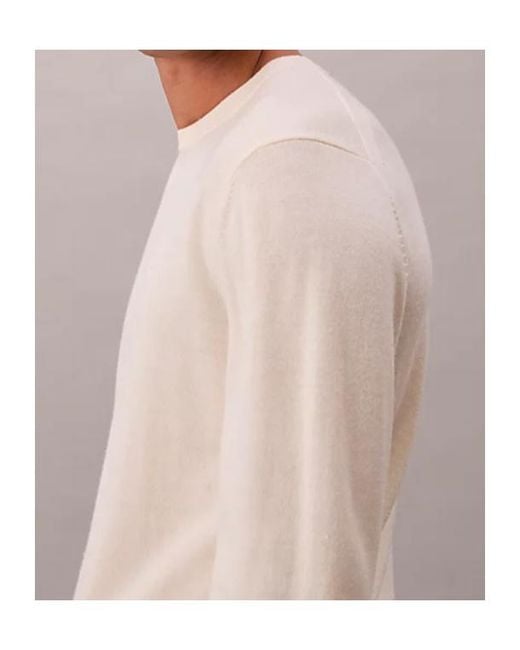 Calvin Klein White Merino Wool Classic Jumper for men