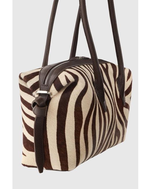 Yuzefi Metallic Brioche Duffle Zebra-Print Shoulder Bag