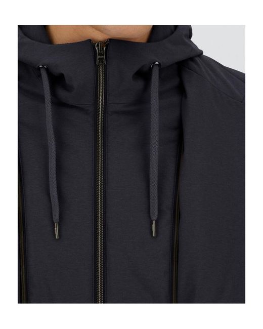 Herno Blue Hooded Three-Button Jacket for men