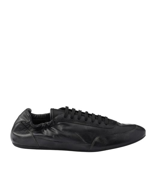 Prada Black Leather Collapse Sneakers for men