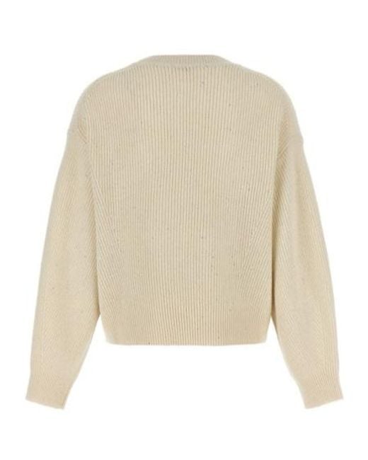 Brunello Cucinelli Natural Sequin Embellished Knitted Jumper