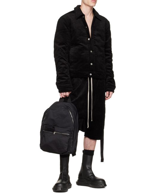 Rick Owens Black Button-Down Corduroy Worker Jacket for men