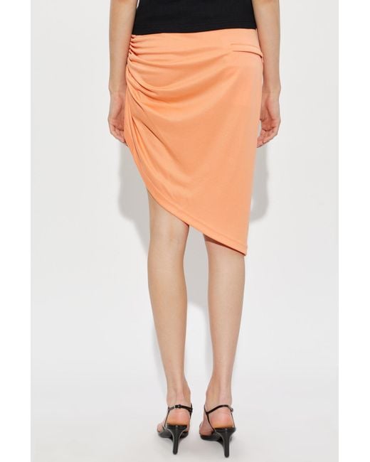 Courreges Orange Asymmetrical Cut Midi Skirt