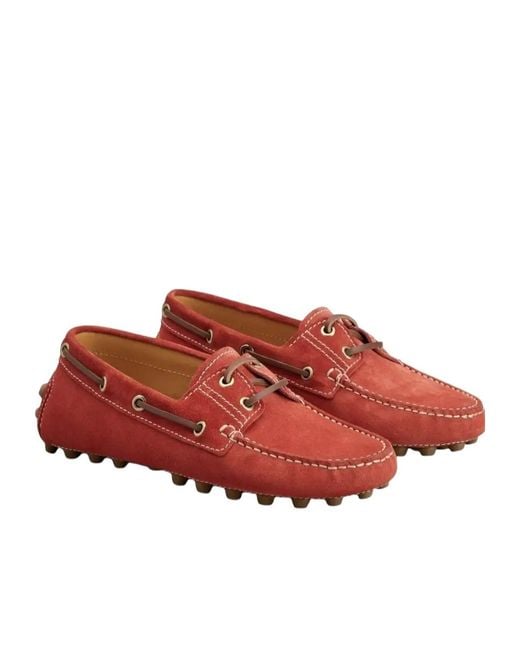 Tod's Red Boat Gommino Bubble Flat Shoes