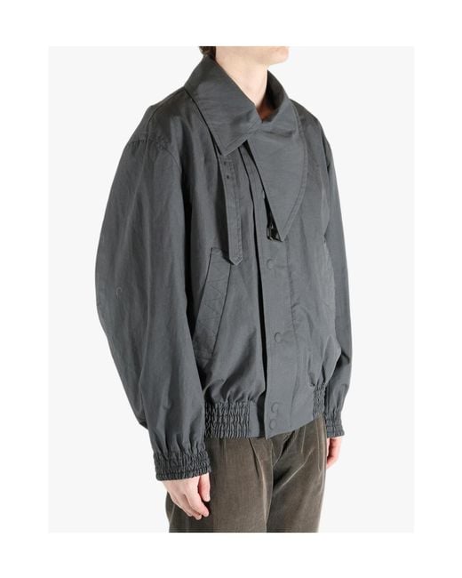 Dries Van Noten Gray Buttoned Heavyweight Jacket for men