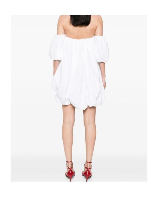 Pinko White Off-Shoulder Pleated Mini Dress