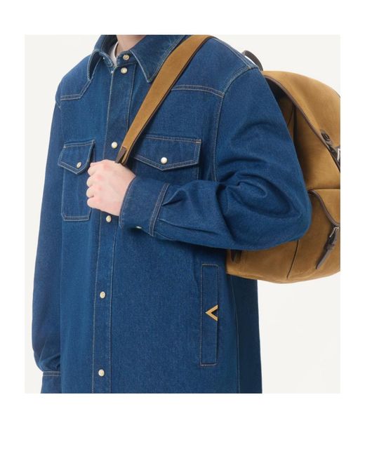 Valentino Blue Vgold Western Denim Shirt for men