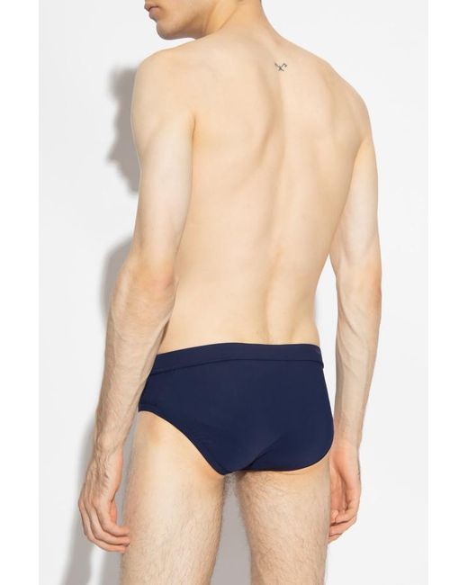 Dolce & Gabbana Blue Logo Patch Drawstring Swim Shorts for men