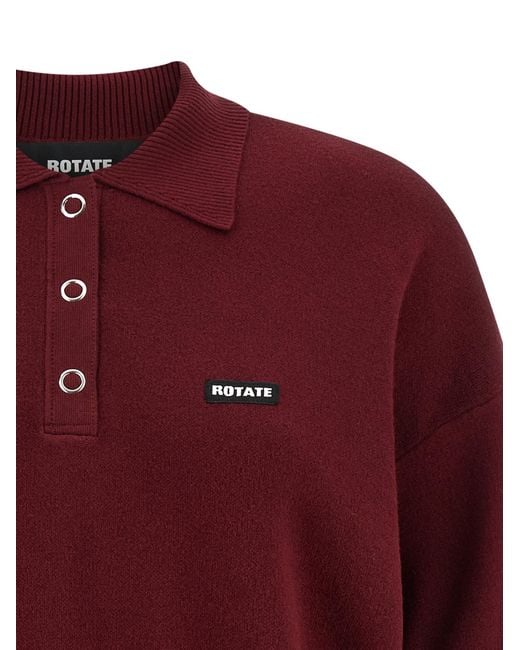 ROTATE BIRGER CHRISTENSEN Red Cropped Logo Polo Top