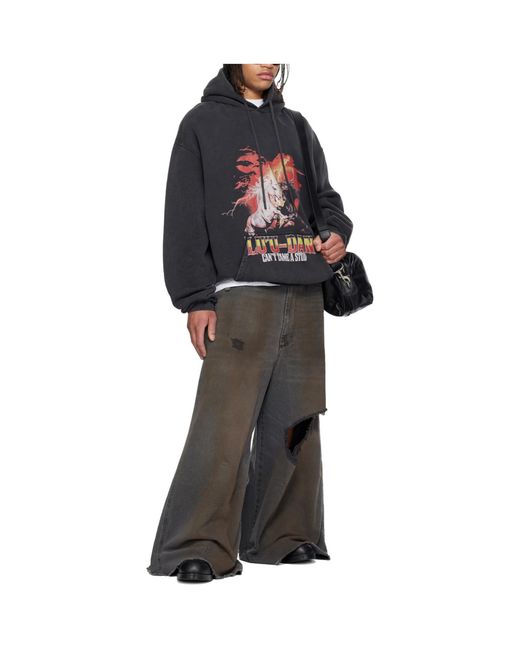 Lu'u Dan Gray Horse Year Series Long-Sleeved Oversized Hoodie for men