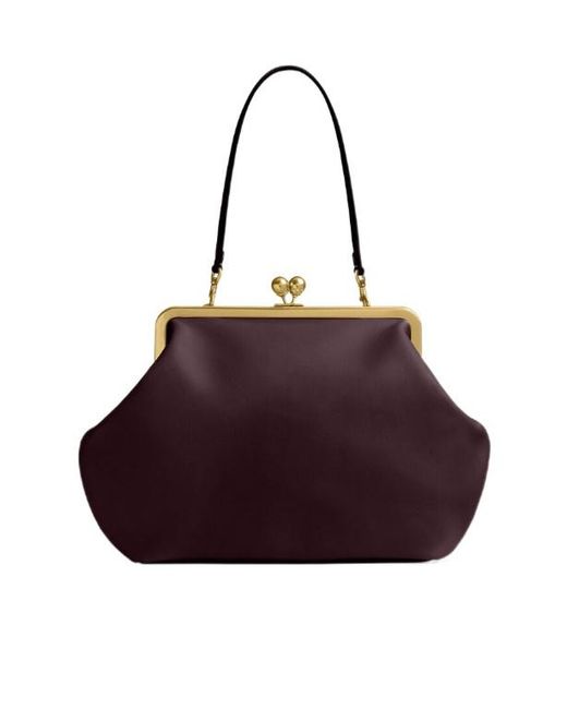 COACH Purple Kisslock-Frame Leather Tote Bag