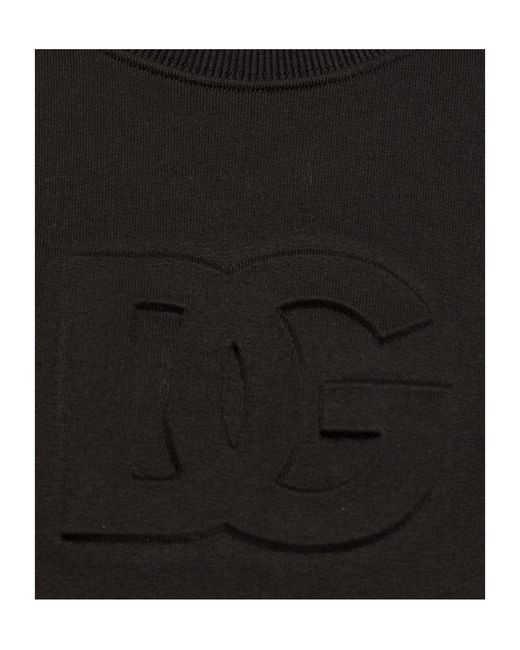 Dolce & Gabbana Black Logo Embossed Crewneck Sweatshirt for men