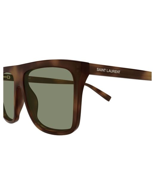 Saint Laurent Green Eyewear Rectangle Frame Sunglasses for men