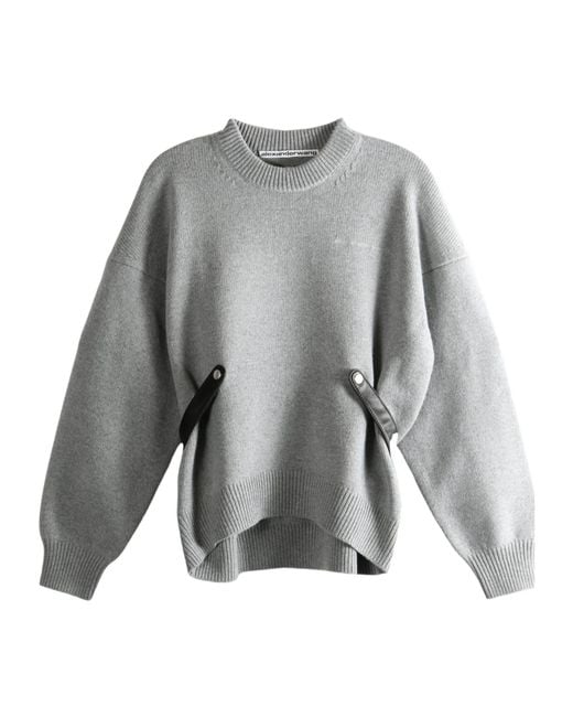 Alexander Wang Gray Waist-Detailed Knit Sweater