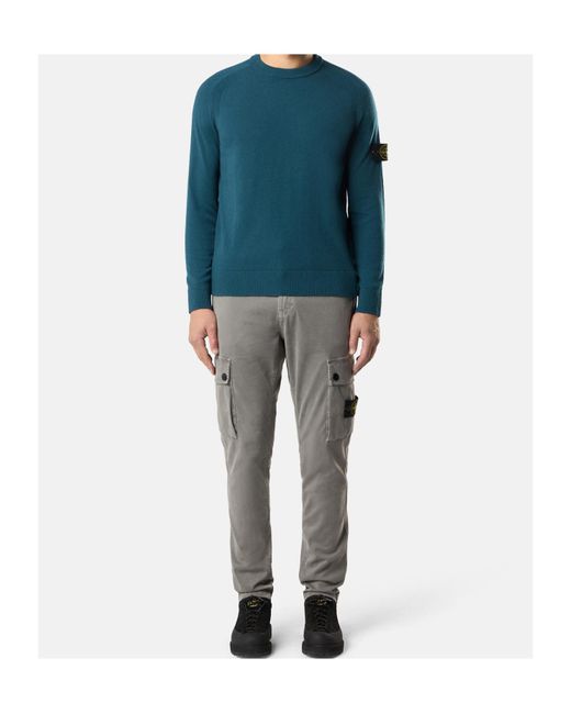 Stone Island Blue Compass Badge Crewneck Jumper for men