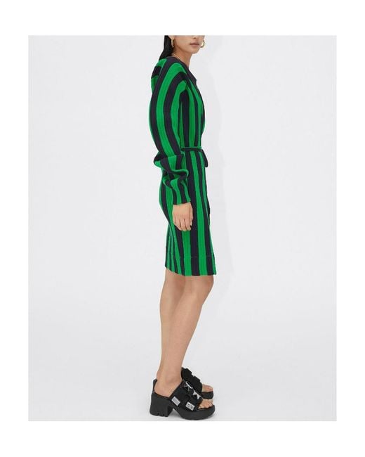 Bottega Veneta Green Striped Mini Dress