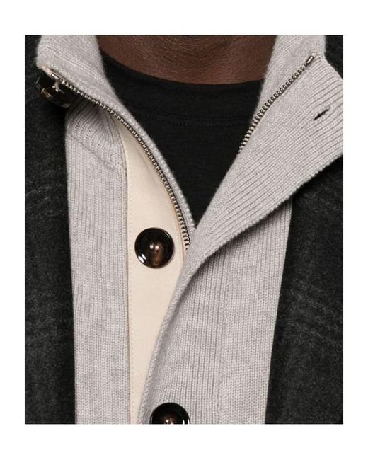 Brioni Gray Button-Front Knit Cardigan for men
