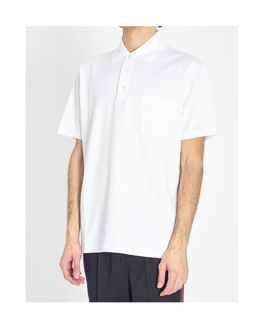 Gucci White Pocket Detailed Short-Sleeve Polo Shirt for men