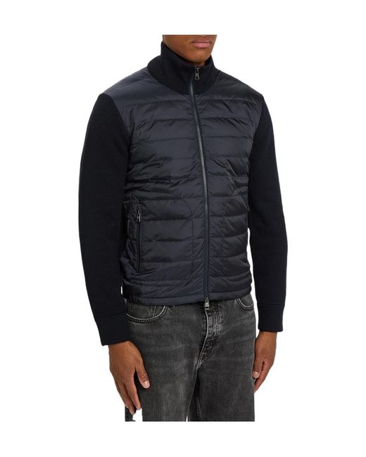 Moncler Blue Quilted Knit And Nylon Jacket for men