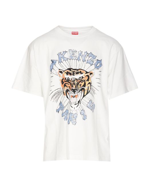 KENZO White Logo Tiger Printed Crewneck T-Shirt for men