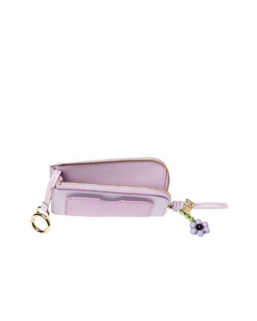 Fendi Purple Ff Diamonds Logo-Embossed Leather Cardholder