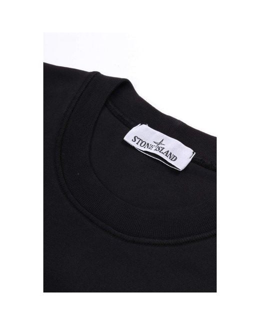 Stone Island Black Logo Printed Crewneck Sweatshirt for men