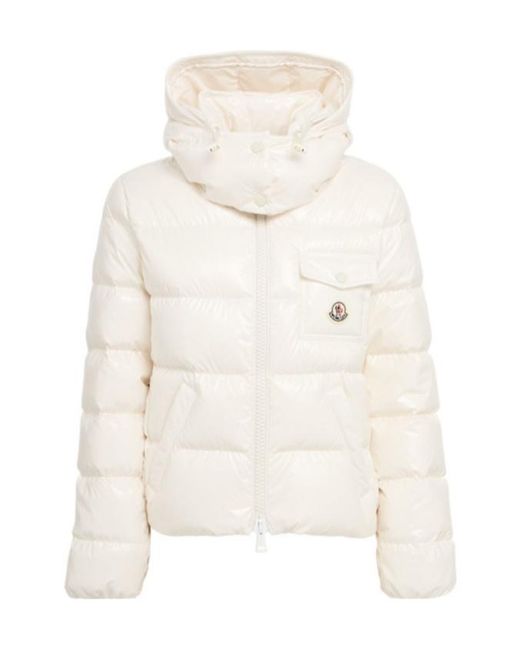 Moncler White Andro Nylon Hooded Down Jacket