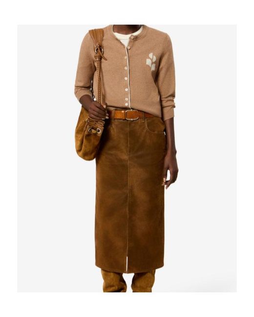Isabel Marant Natural Cotton And Wool Logo Cardigan