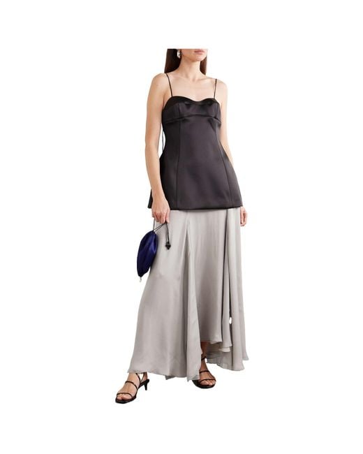 Kallmeyer Gray Pleated Silk-Chiffon Skirt