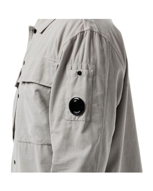 C P Company Gray Solid Color Overshirt for men