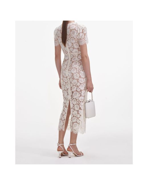 Self-Portrait Multicolor Fine Lace Embellished Midi Dress