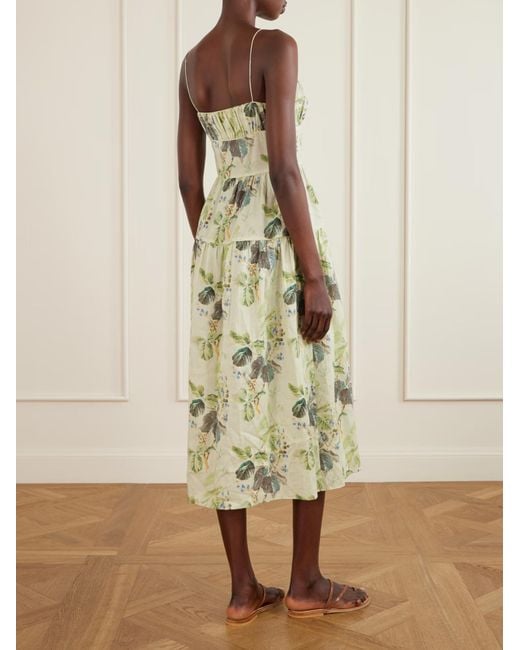 Doen White Benoit Multi-Layered Pleated Print Dress