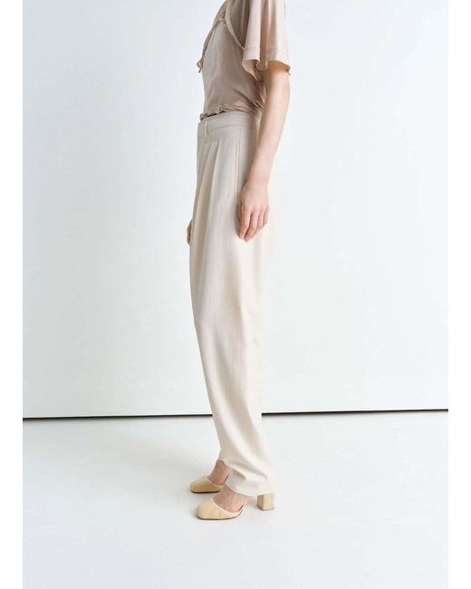 Lemaire White Pleated Wide-Leg Pants
