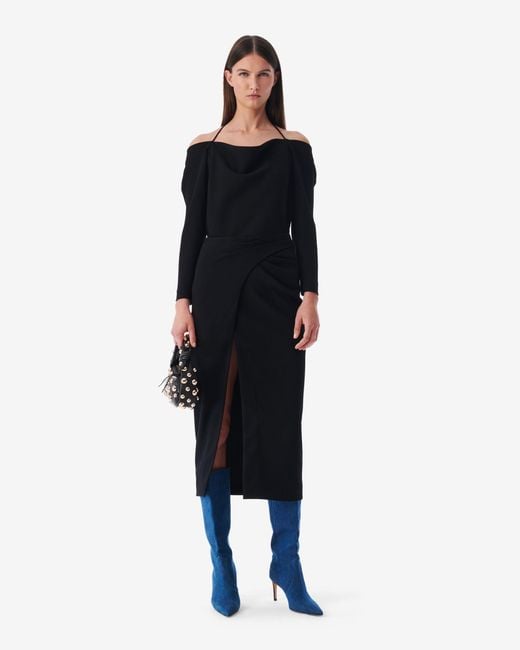IRO Black Pumko Wrap Mid-Length Skirt