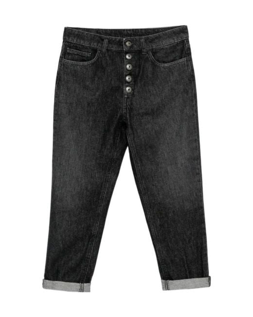 Dondup Gray Koons Button-Fly Turned-Up Jeans