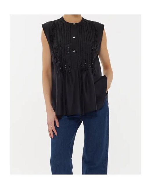 P.A.R.O.S.H. Black Sadio Beaded Blouse