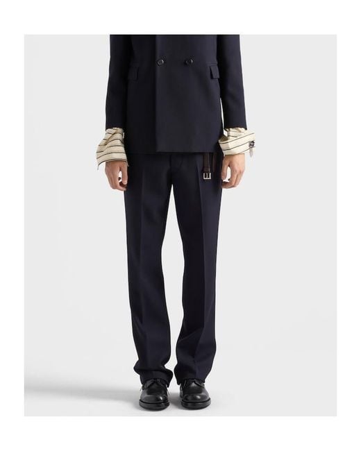 Prada Blue Wool Pants for men