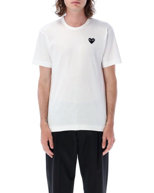 COMME DES GARÇONS PLAY White Comme Des Garçons Play Logo Detailed Crewneck T-Shirt for men