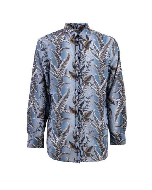 Etro Blue Pattern-Printed Button-Up Shirt for men