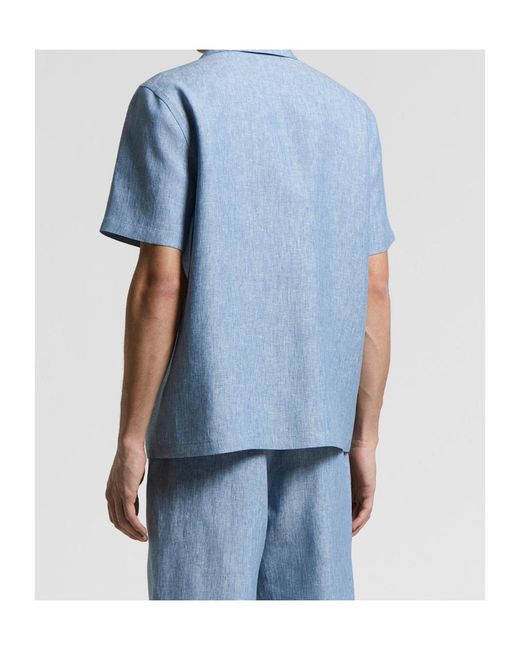 Peserico Blue Short-Sleeved Pocket Shirt for men