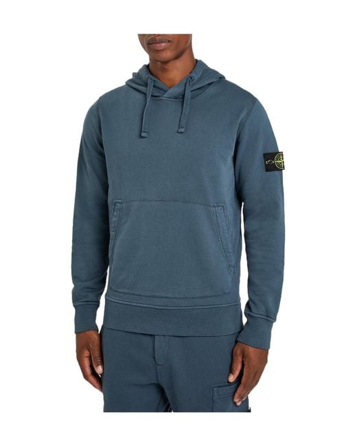 Stone Island Blue Hooded Cotton Sweatshirt for men