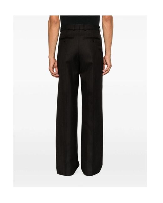 Dries Van Noten Black Button-Detail Casual Trousers for men