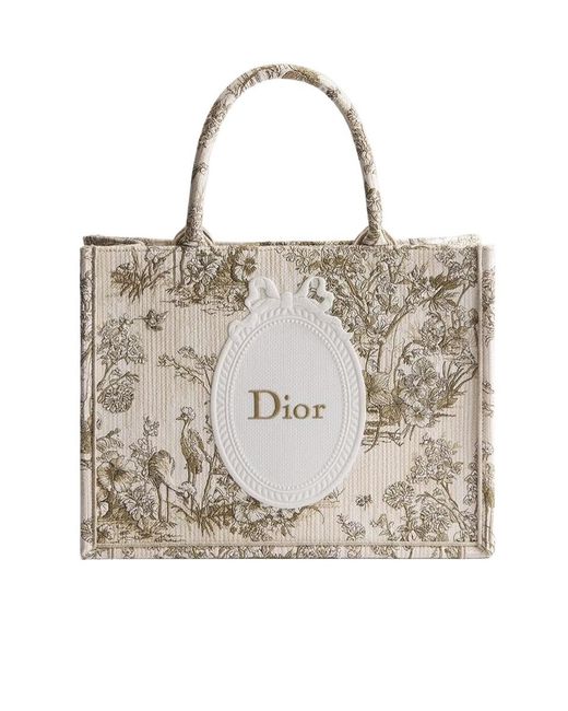 Dior Metallic Iviera Medium Book Tote With Strap