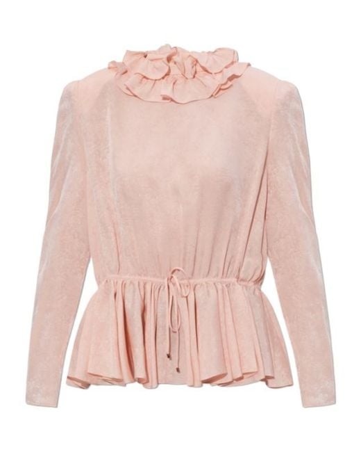 Chloé Pink Chloé Ruffle Detailed Drawstring Top