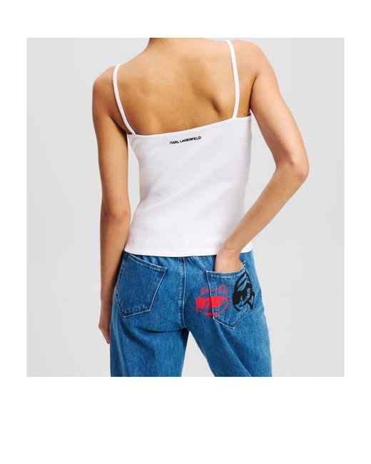 Karl Lagerfeld White Ikon Tank Top