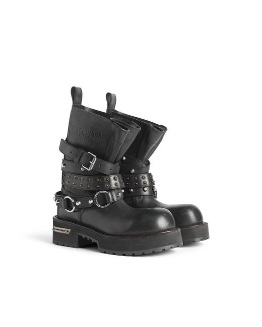 Balenciaga Black Buckle Detailed Boots for men