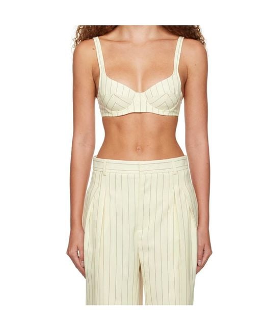 Jean Paul Gaultier White Stripe-Print Bra