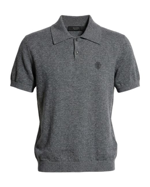Gucci Gray Fine Knit Polo Shirt for men