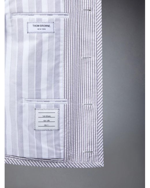 Thom Browne White Unconstructed-Bar Seersucker Jacket for men